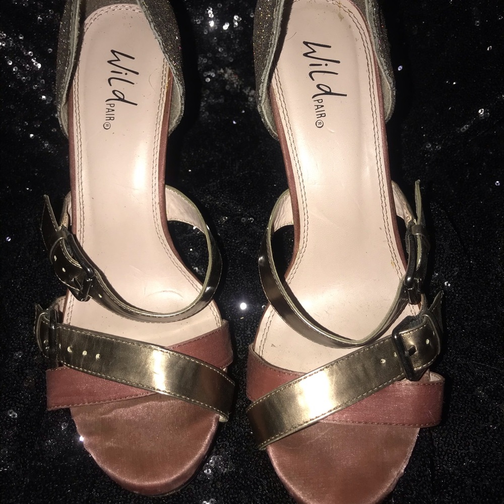 Vintage wild pair satin & glitter heels